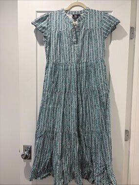 Cat & Jack Teal Chevron Tiered Midi Dress